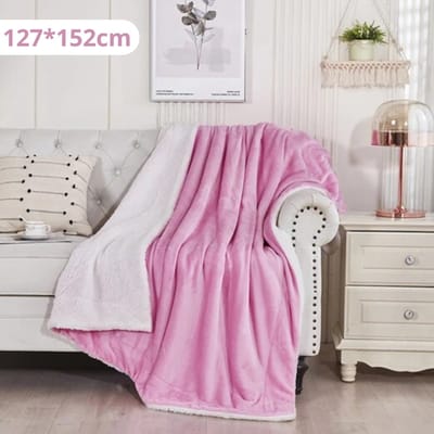 Bovista Deken - Pluche - Wollen - Dekentje - Fleece - Plaid - Knuffeldeken - Bank Deken - 1 Persoons - Roze