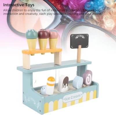 Houten Ijsspeelgoed - IJssalon Speelset - Rollenspel - Educatief Hout - 32 x 14 x 14 cm
