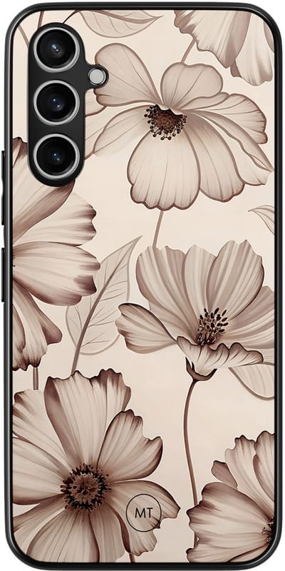 Hoesje geschikt voor Samsung Galaxy A34 - Sand flowers - TPU Hard Case Backcover - Beige - Mooie Telefoonhoesjes