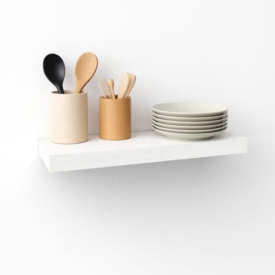 EGGREE Set van 1 witte zwevende planken - Wandplanken van MDF -hout voor boeken en decoratie (40 x 14 x 3 cm)