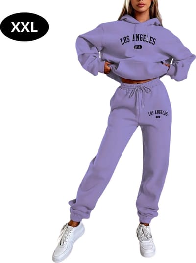 Livano Joggingpak Dames - Huispak - Volwassenen - Trainingspak - Comfortabel - Jogging Pak - Joggingsbroek - Paars - XXL