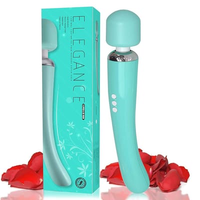 Sensual U - Elegance Wand Vibrator - Krachtige Clitoris Stimulator - 20 Standen - Fluisterstil - USB Oplaadbaar - Cyaan