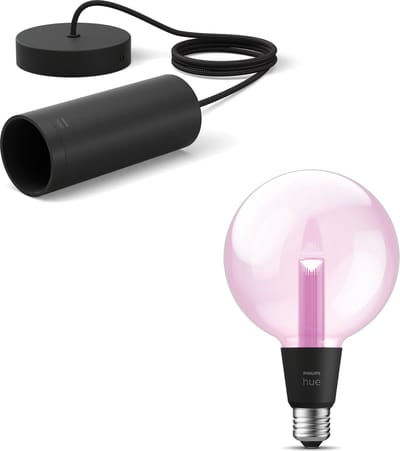 Philips Hue Lightguide Hanglamp (Zwart) - E27 - Wit en Gekleurd Licht - Incl. 1 Hue Lightguide Globe Lamp Groot (G125) - Hue White and Color Ambiance