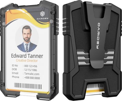 Zware ID Kaarthouder met Clip - Transparant Venster | Portemonnee voor Werk & Reis