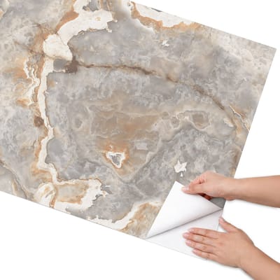 Coloray Meubel Wrap Folie - Grijs Meubelfolie - 75x150 cm - Wrapfolie Keuken Marmertextuur - Decoratiefolie - Minimalist Meubelfolie - Meubel Wrap Folie - Woonkamer decoratie - Texturen