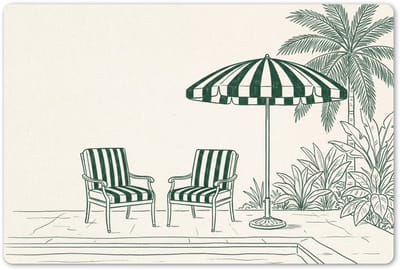 Placemats 45x30 cm - Placemat kunststof - 1 stuk - Terras - Illustratie - Groen - Borden onderleggers - Decoratie voor op tafel - Keuken tafeldecoratie accessoires - Vinyl onderlegger - Tafelversiering