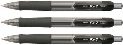 Penac FX-7 - Gelpen - Zwart - 0.7 mm - Zwarte Inkt - 3 pack