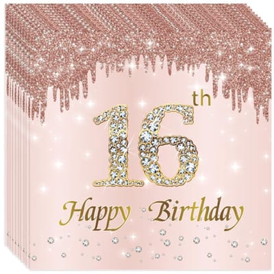 Dailygoods- Servetten 20 Stuks - Papieren Servetten - Verjaardagsservetten - Roze Goud - 2 Laags - 33 x 33 cm - Feestservetten