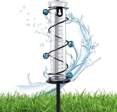 Regenmeter Tuin - Neerslagmeter Glas - Tuinieren Meten - Vorstbestendig Weerbestendig - 46cm Hoog - Transparant