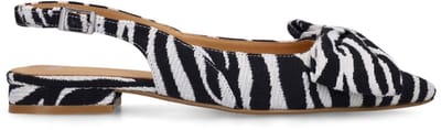 Manfield - Dames - Off white zebra slingbacks met strik - Maat 39