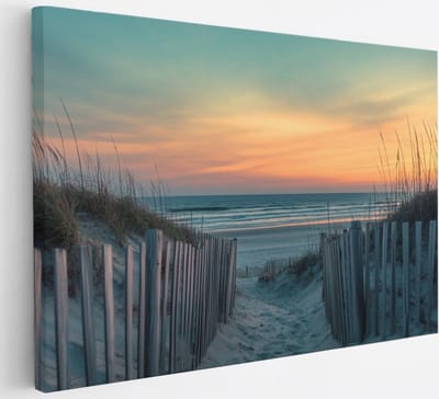 Saammp Canvas Schilderij - Pad naar strand en zee - Duinen - 30x20 - Foto op canvas - Wanddecoratie - muurdecoratie Woonkamer - Slaapkamer decoratie - Canvas Print