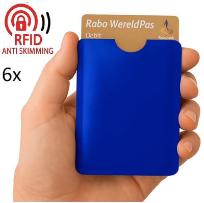6 Stuk I Anti Skim Card Case I Anti RFID Hoesjes I Creditcardhoes I RFID Blocker I Creditcardhouder I Blauw