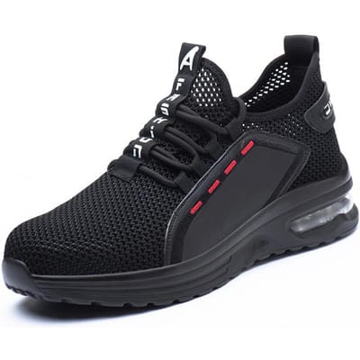 Chaussures de Travail de Sécurité avec Embout en Acier Femme Indestructible Tennis de Sécurité pour Homme Anti-Écrasement Bottes de Construction Chaussures de Travail du Fer 41 noir