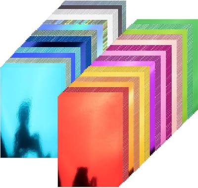 Papieren Vellen - Glinsterend Papier Folie - Kunst Ambachten Decoratie - 108 Pack Metallic - 8x12 Inch 250gsm - Gekleurd Spiegel