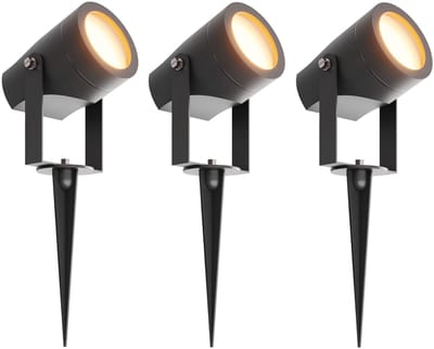 Ledvion - 3X LED Prikspots, Zwart, IP44, 1W, 3000K, 1M Kabel, Tuinspots Buiten