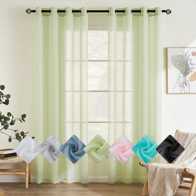 Unyqoos ® Transparante Luchtige Gordijnen Set van 2 voor Slaapkamer en Woonkamer - Groen - 140x215 cm