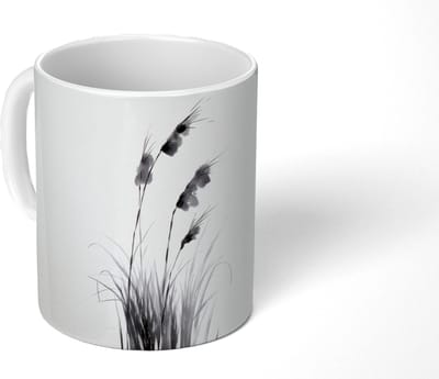 Mok - Koffiemok - Minimalistisch - Stelen - Wit - Mokken - 350 ML - Beker - Koffiemokken - Theemok