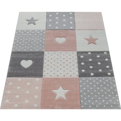 Kindertapijt Kosmos roze 133 cm vierkant