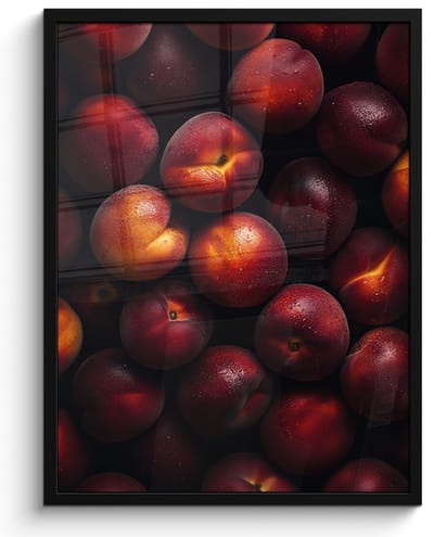 Poster in lijst - Fotolijst 50x70 cm - Posters - Fruit - Close up - Nectarines - Posterlijst zwart - Decoratie - Wanddecoratie woonkamer - Muurdecoratie slaapkamer