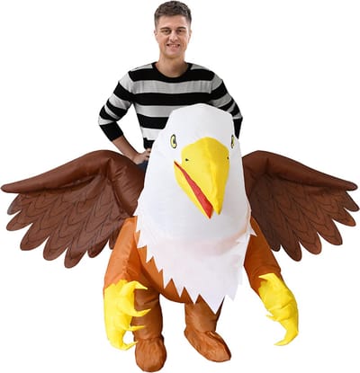 KIMU® Opblaas Kostuum Griffioen Adelaar - Opblaasbaar Pak - Vogelpak Mascotte Opblaaspak - Opblaasbare Vogel Roofvogel Eagle Volwassenen Dames Heren Festival