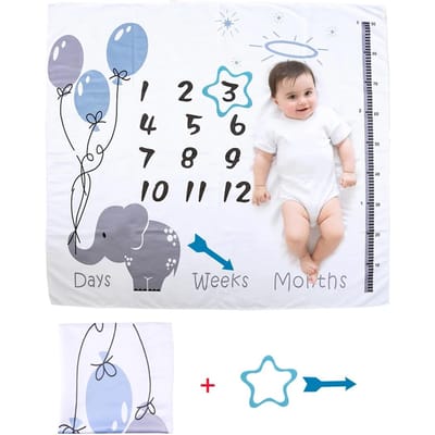 Ylsteed Print Baby Mijlpijl Deken Pasgeboren Foto Props Fotografie Achtergrond Baby Maandelijkse Groei Souvenir Accessoires (as the picture,100X100cm)