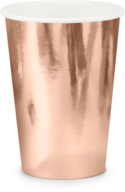 Kartonnen drinkbekertjes 6 stuks rose goud / Party deco / 220ml / rose gouden wegwerp bekers