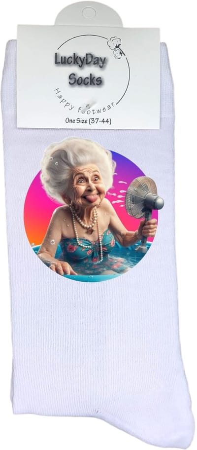 LuckyDay Socks - Oma sokken - Gekke oma - Verjaardag cadeau vrouw en man - Vrolijke sokken - Valentijns cadeau - Kerst sokken - Grappige sokken - Leuke dames en heren sokken - Moederdag - Vaderdag - Socks maken Happy - Maat 37-44