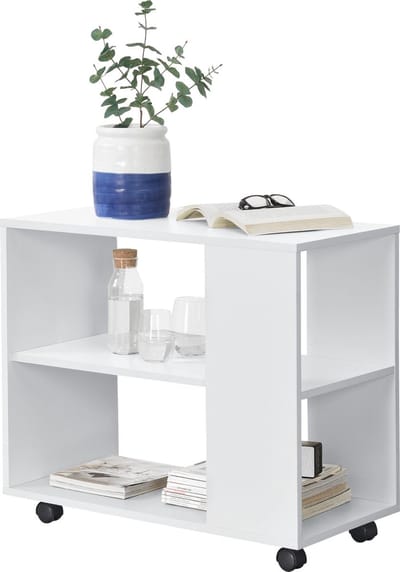 Bijzettafel Aalvdalen op wielen met 1 plank 70x35x60 cm wit