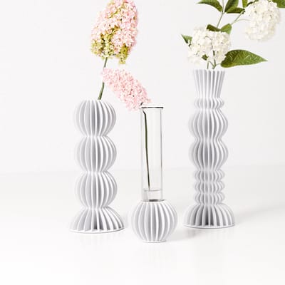 Fleuriek - Mini vazen set van 3 voor bloemen of droogbloemen - Wit - Japandi vaasjes met reageerbuisjes