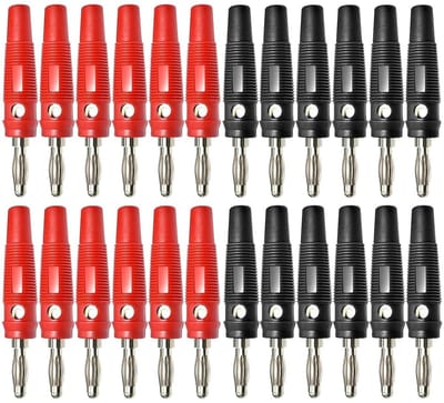 24x 4mm Banaanstekkers Set - Stekkers voor Luidsprekerkabels, Versterkers en Stereo - Rood en Zwart