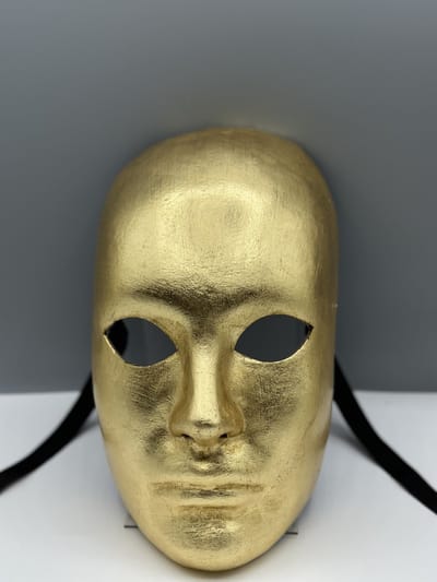 Gouden masker venetiaans - Hangemaakt - Venetiaans heren masker - masker gala goud - gouden masker carnaval - masquerade masker