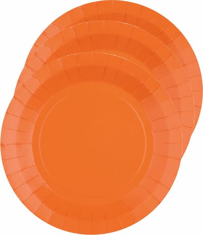 Santex Feest gebaksbordjes - oranje - 10x - karton - 17 cm - rond - kartonnen feestbordjes