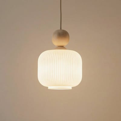 TK Lighting Hanglamp Ballo, 1-lamp, wit, glas, Ø 15 cm, E14