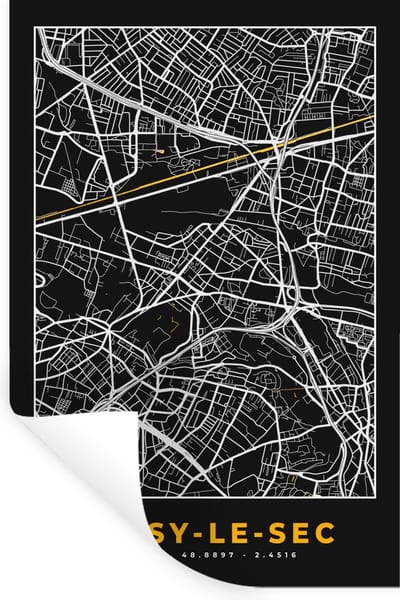 Muurstickers - Sticker Folie - Noisy-le-Sec - Kaart - Stadskaart - Frankrijk - Plattegrond - 20x30 cm - Plakfolie - Muurstickers Kinderkamer - Zelfklevend Behang - Zelfklevend behangpapier - Stickerfolie