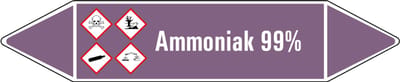Ammoniak 99% leidingmarkering op vel - basen 126 x 26 mm - 5 per vel