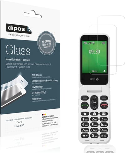 dipos – 2x Pantserfolie geschikt voor Doro Leva E30 | 9H Screenprotector
