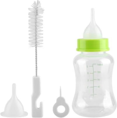 Honden- en Kattenmelk Fles van 150ml met Speen, Inclusief Flesborstel en Flesopener voor Dierenvoer