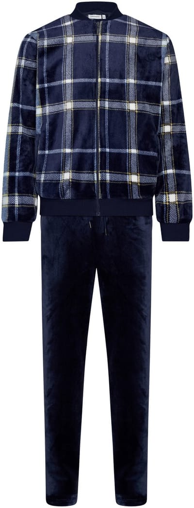 Pastunette - Huispak - Navy Check - Fleece - Blauw - Geruit - Maat S