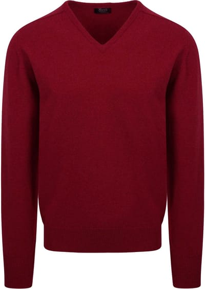 William Lockie V Lamswol Bordeaux - Maat M - Heren - Pullovers