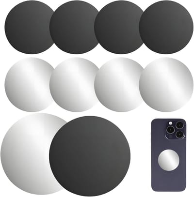 Set van 10 Zelfklevende Metalen Platen van 40 mm - Magnetische Platen voor Telefoonhouders en Auto-accessoires in Zwart en Zilver