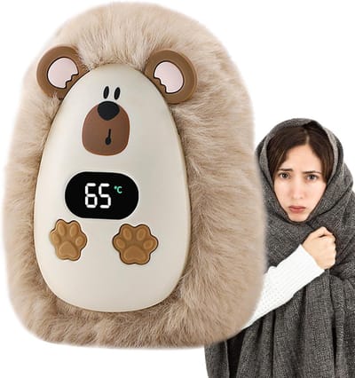 Draagbare elektrische handwarmer - Essentiële warmte voor de winter - Leuke handwarmer in de vorm van een dier - Verstelbare elektrische handwarmer - Zachte handwarmer voor koud weer - Geschikt voor kinderen, volwassenen en vrienden - grijs
