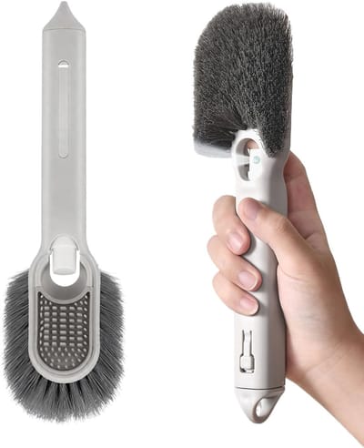 Afwasborstel Zeepdispenser - Keukenborstel Schoonmaker - Hygiënisch Afwassen - Eén Hand Bediening - 263 cm Lengte - Wit Grijs