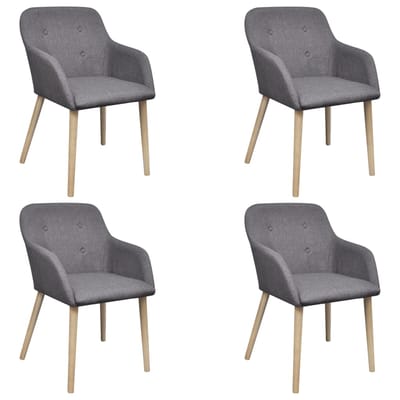 vidaXL - Eetkamerstoelen - 4 - st - stof - en - massief - eikenhout - donkergrijs