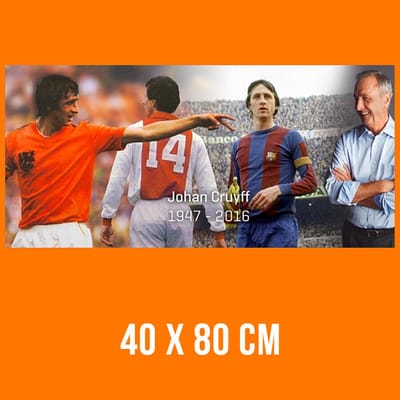 Allernieuwste.nl® Canvas Schilderij Johan Cruijff Tribute - Top-Voetballer en Trainer - Sport - Kleur - 40 x 80 cm