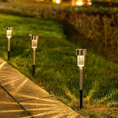Livano Tuinverlichting - Tuinlampen - Buitenverlichting - Tuin Verlichting - Led Lamp - Licht - Op Zonneenergie - LED - Warm Licht - Roestvrij - 10 stuks