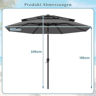 Tuinparasol Rechthoekig 2,1 x 1,4 m – Bellavero Premium Outdoor Parasol met LED Zonneverlichting, 30° Kantelbaar, UPF50+ UV-bescherming, Waterafstotend, Ventilatieopeningen, 4 Kleuren, Zonder Paras...