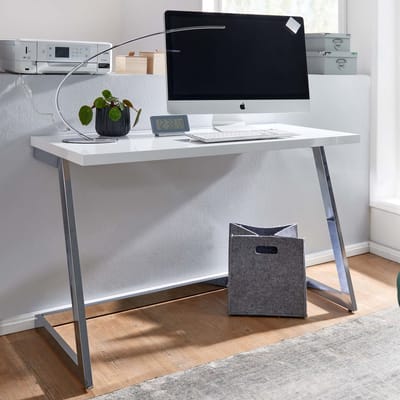 Luxa Luxueus bureau - Luxe Werkplek -Make-up tafel - Wit- Zilveren onderstel