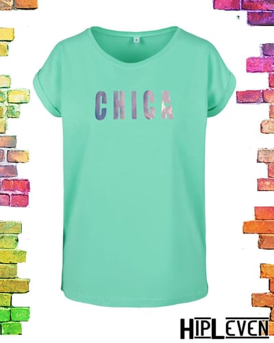 Mintgroen shirt met print Chica | Mintgroen / L (40)