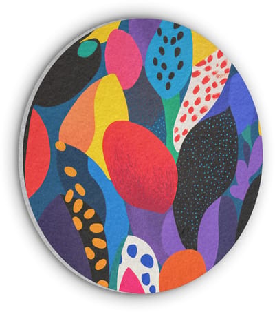 Akoestisch wandpaneel rond 30x30 cm - Vilt schilderij Bloemen - Bladeren - Abstract - Rood - Ronde akoestische panelen - Geluidsdempende wanddecoratie - Geluidsisolatie wandcirkel - Muurdecoratie geluidspanelen