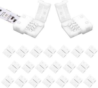 20 Stuks 4-Poolige LED Strip Connectoren voor 8mm SMD 3528 RGB LED Strips, Snelle Aansluiting en Eenvoudige Installatie